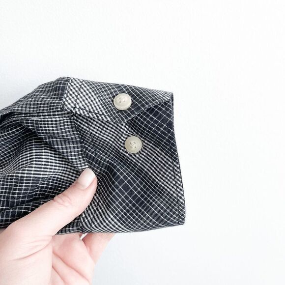 Wrangler Mens Premium Long Sleeve Shirt Button Down Plaid Black White Medium - Picture 3 of 7